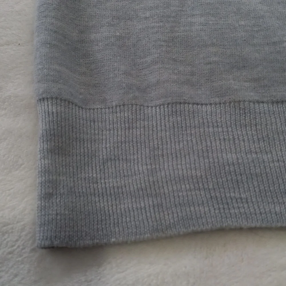 J. Crew Heather Grey Merino Wool Sweater with Floral Chest Cutouts